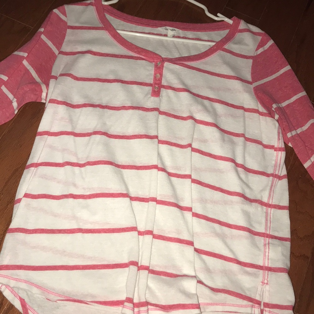 Red and white baseball tee